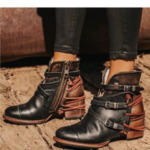 Freebird booties. Crue style. Multi black color